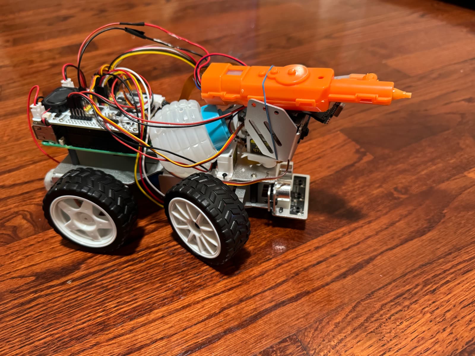 Autonomous wildfire suppression robot prototype, angled view